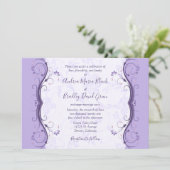 Royal Purple & Lavender Floral Faire-part de maria (Debout devant)