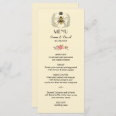 Royal Queen Bee Laurel Wreath Floral Wedding Menu (Voorkant / Achterkant)