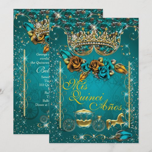 Royal Quinceañera et Sweet 16 Invitations de fête (Devant / Derrière)