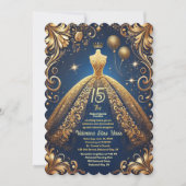 Royal Quinceañera Gold en Navy Princess Thema Kaart (Voorkant)