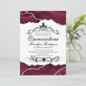 Royal Quinceañera roze agaat foto 15e Kaart (Staand voorkant)