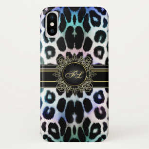 Royal Rainbow Leopard gepersonaliseerd iPhone X Ho Hoesje