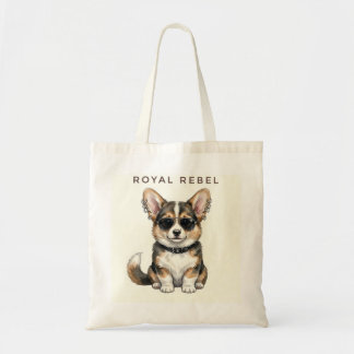 Royal Rebel Corgi-Coolle Hond met Zonnebril Tote Bag