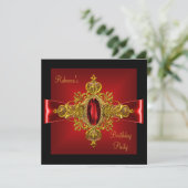 Royal Red Diamond Jewel Gold Bow Black 2 Kaart (Staand voorkant)