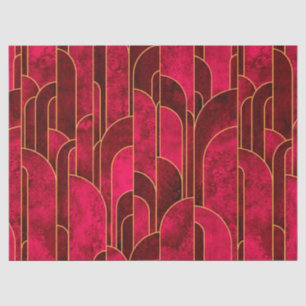 Royal Red en Gold Art Deco Patroon Tissuepapier