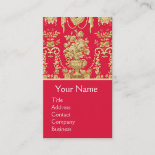 ROYAL RED FRENCH FLORAL, STROOMVAL, ROZEN VISITEKAARTJE