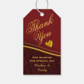 Royal Red gepersonaliseerd dank u bruiloft gunst Cadeaulabel (Voorkant)