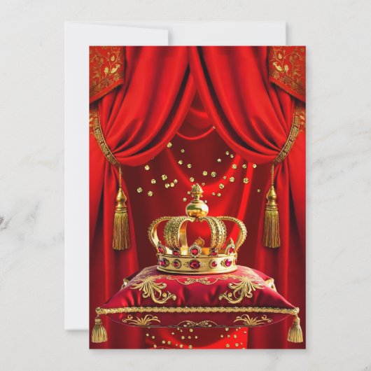 Royal Red Gold Queen Crown Birthday Party Kaart (Achterkant)