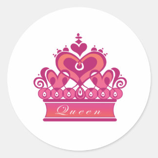 Royal Red Pink Queen's Heart Crown Ronde Sticker