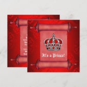 Royal Red Prince Baby shower Kaart (Voorkant / Achterkant)