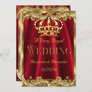 Royal Red Wedding Gold Crown Kaart