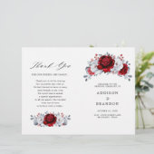 Royal Red White Silver Floral Wedding Programme (Debout devant)