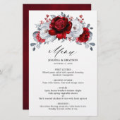 Royal Red White Silver Metallic Floral Wedding (Voorkant / Achterkant)