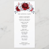 Royal Red White Silver Metallic Floral Wedding Programma (Achterkant)