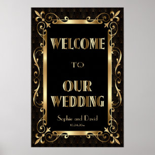 Royal Roaring 20s Gold Art Deco Welkomstteken Poster