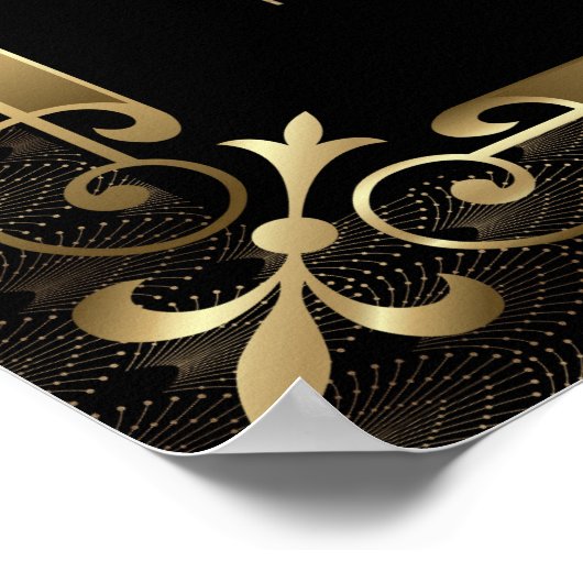 Royal Roaring 20s Goud Art Deco zitplaatskaart Poster (Hoek)