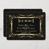 Royal Roaring Twenties Goud Art Deco Save The Date (Voorkant / Achterkant)
