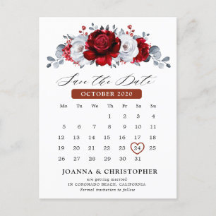 Royal Rood Wit Zilver Metallic Save the Date Briefkaart