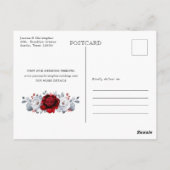 Royal Rood Wit Zilver Metallic Save the Date Briefkaart (Achterkant)