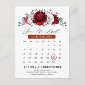Royal Rood Wit Zilver Metallic Save the Date Briefkaart (Voorkant)