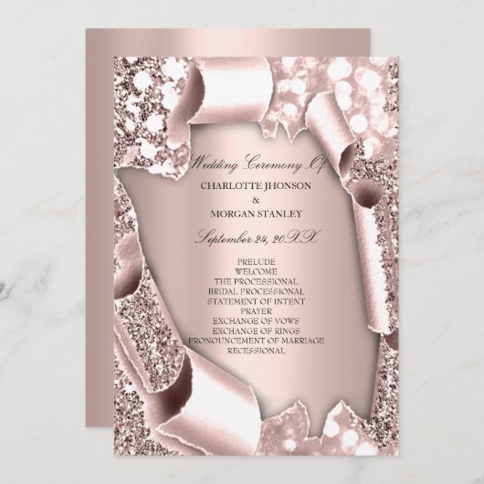 Royal Roos Blush Lijst 3D Program Formal Programma (Voorkant / Achterkant)