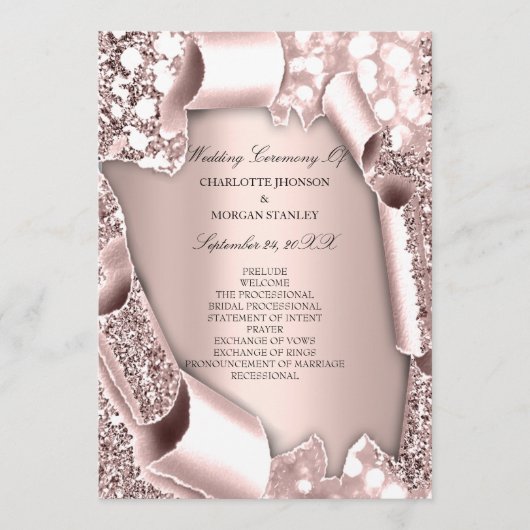 Royal Roos Blush Lijst 3D Program Formal Programma (Voorkant)