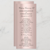 Royal Roos Blush Pink Minimalism Wedding Program Programma (Voorkant / Achterkant)