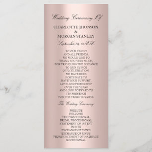 Royal Roos Blush Pink Minimalism Wedding Program Programma