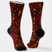 Royal Ruby Red en Gold Marble Texture Design Sokken (Gebogen)