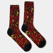Royal Ruby Red en Gold Marble Texture Design Sokken (Rechts)