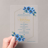 Royal Sapphire Floral Acrylic Wedding Invitation (In situ (ordinateur de poche))