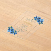 Royal Sapphire Floral Acrylic Wedding Invitation (Poser)
