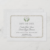 Royal Silver Crest Lush Greenery sparen de datum Save The Date (Voorkant / Achterkant)