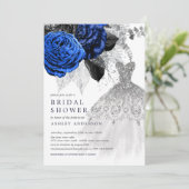 Royal Silver Floral Wedding Dress Vrijgezellenfees Kaart (Staand voorkant)