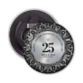 Royal Silver Ornamental Lijst Bruiloft Jubileum Button Flesopener (Voorkant)