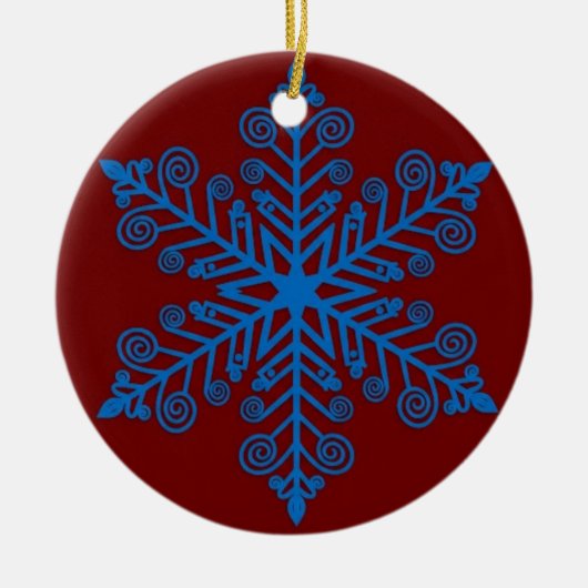 Royal Snowburst — Blue Holiday Snowflake Keramisch Ornament (Voorkant)