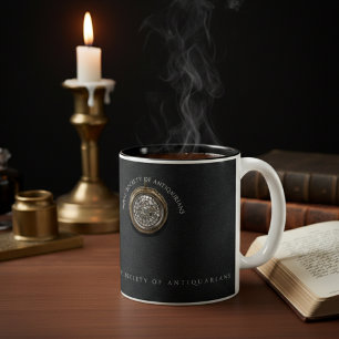 Royal Society Antiquarians Zwarte Obsidiaan Tweekleurige Koffiemok