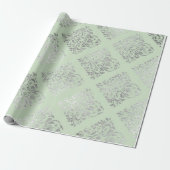 Royal Squares Damask Mint Green Silver Vip Cadeaupapier (Uitgerold)