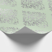 Royal Squares Damask Mint Green Silver Vip Cadeaupapier (Hoek)
