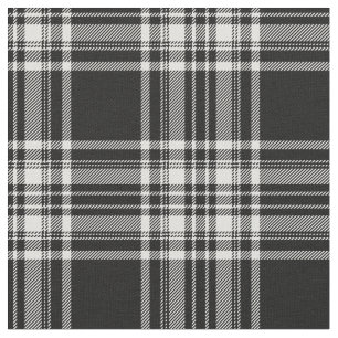 Royal Stewart Black en White Tartan Print Stof