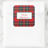 Royal Stewart Christmas MERRY XMAS Plaid Krans Vierkante Sticker (Tas)