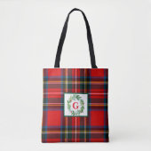 Royal Stewart Christmas MONOGRAM Plaid Wreath Draagtas (Voorkant)