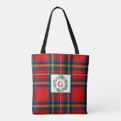 Royal Stewart Christmas MONOGRAM Plaid Wreath Draagtas (Achterkant)