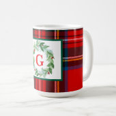 Royal Stewart Christmas Plaid MONOGRAM Koffiemok (Voorkant rechts)