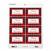 Royal Stewart Christmas Plaid PERSONALISEREN Rood Etiket (Full Sheet)