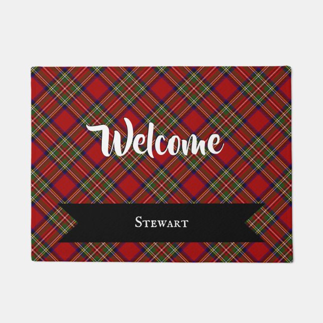 Royal Stewart Clan Scottish Tartan Pset Pattern Deurmat (Voorkant)