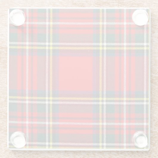Royal Stewart Clan Tartan Pset Glazen Onderzetter (Achterkant)