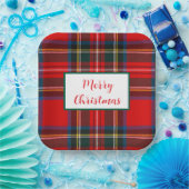 Royal Stewart Merry Christmas Plaid LG Papieren Bordje (Feest)