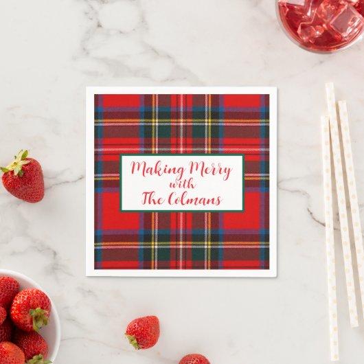 Royal Stewart Red Plaid MAKING MERRY Servet (Insitu)