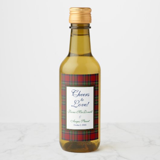 Royal Stewart Tartan Bruiloft Opslaan Datum Favor Wijn Etiket (Voorkant)